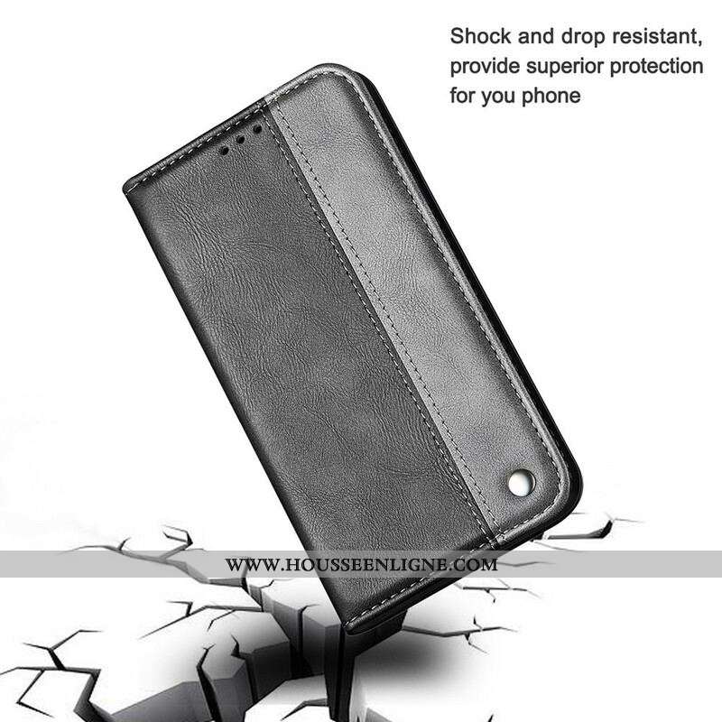 Flip Cover Samsung Galaxy S21 5G Bicolore Effet Cuir