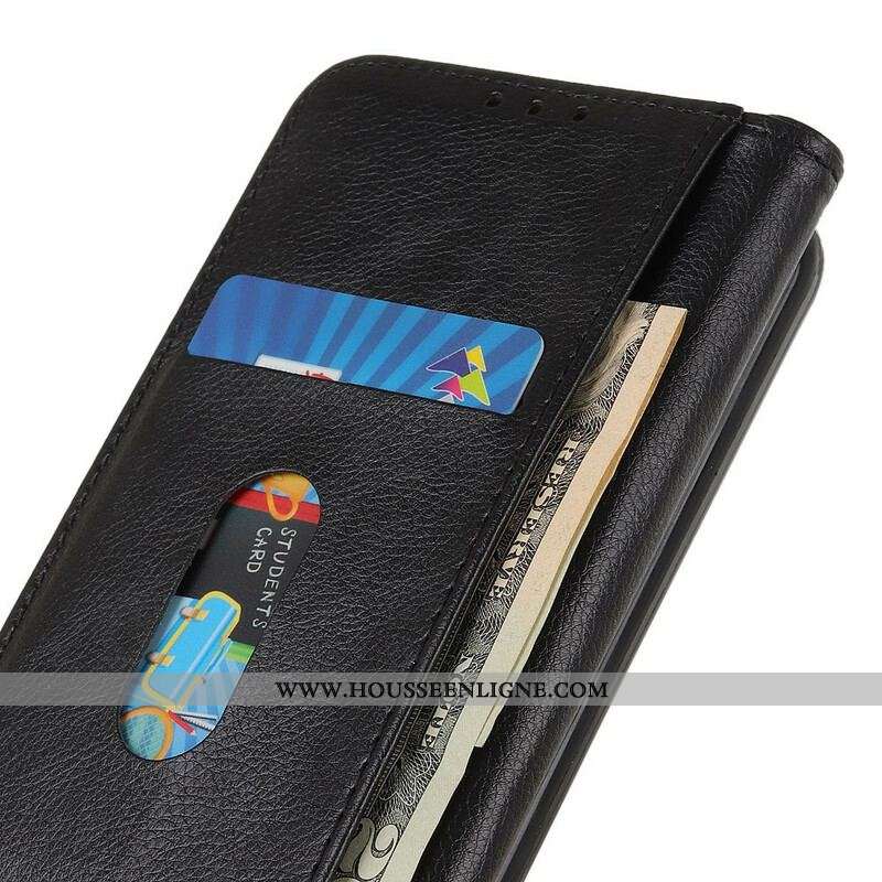 Flip Cover Samsung Galaxy S21 5G Cuir Litchi Fendu Élégance