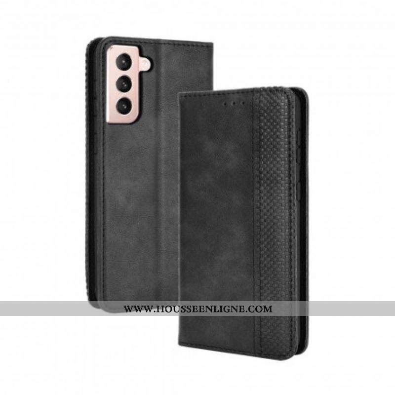 Flip Cover Samsung Galaxy S21 5G Effet Cuir Vintage Stylisé