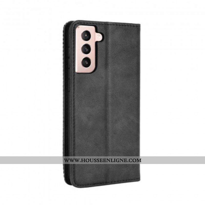 Flip Cover Samsung Galaxy S21 5G Effet Cuir Vintage Stylisé