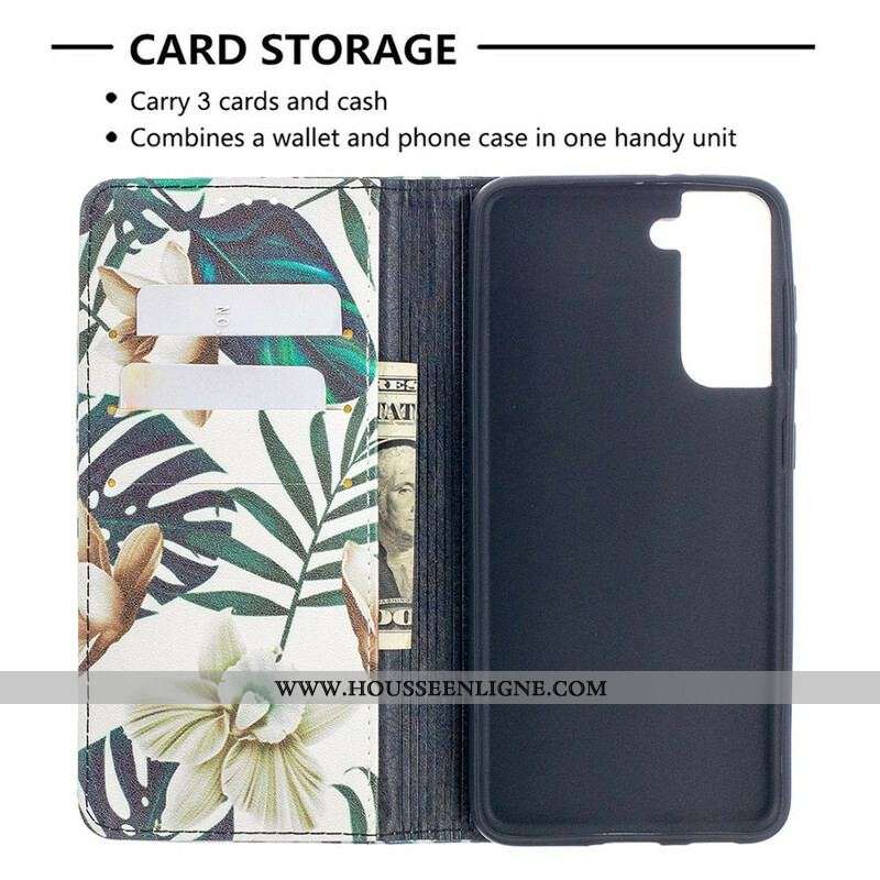 Flip Cover Samsung Galaxy S21 5G Feuilles