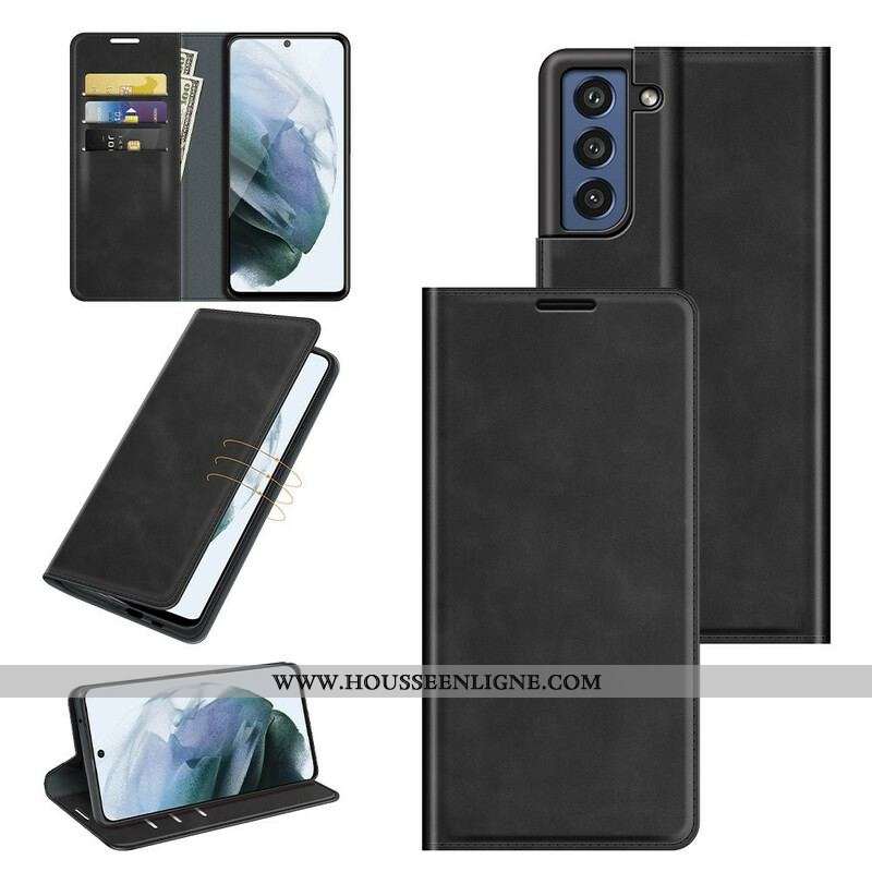 Flip Cover Samsung Galaxy S21 FE Effet Cuir Douceur