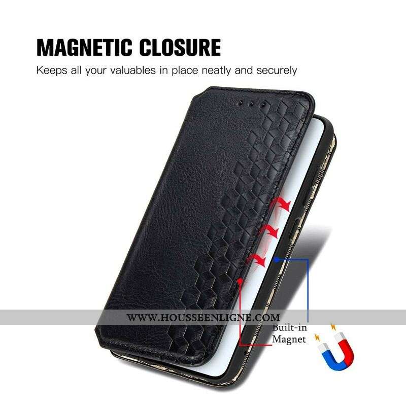 Flip Cover Samsung Galaxy S21 FE Effet Cuir Texture Diamant