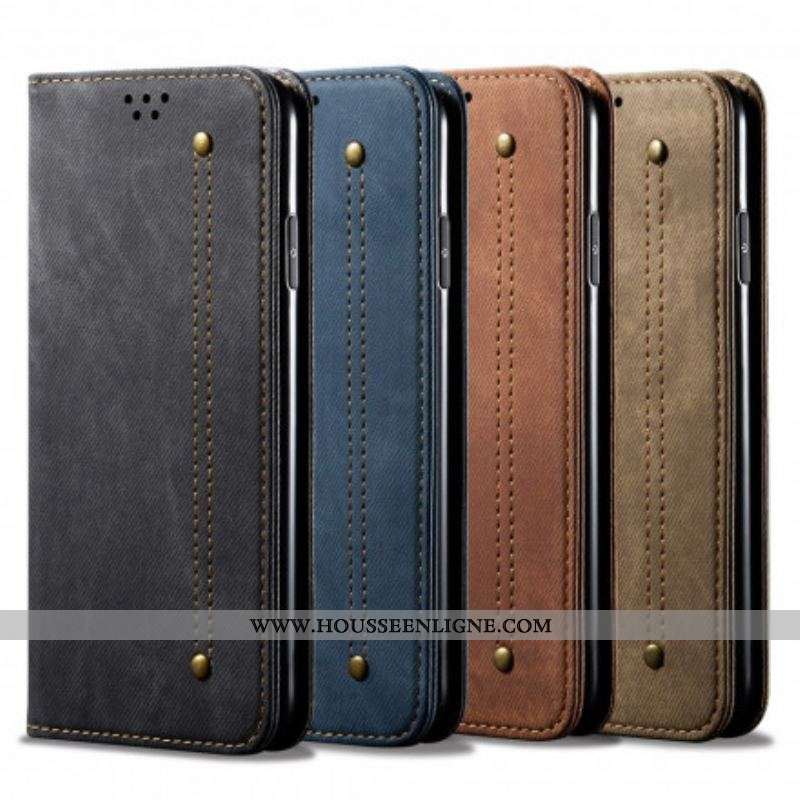 Flip Cover Samsung Galaxy S21 Ultra 5G Tissu Jeans