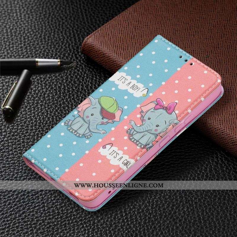 Flip Cover Samsung Galaxy S22 5G Bébés Éléphants