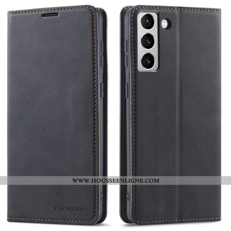 Flip Cover Samsung Galaxy S22 5G Effet Cuir FORWENW