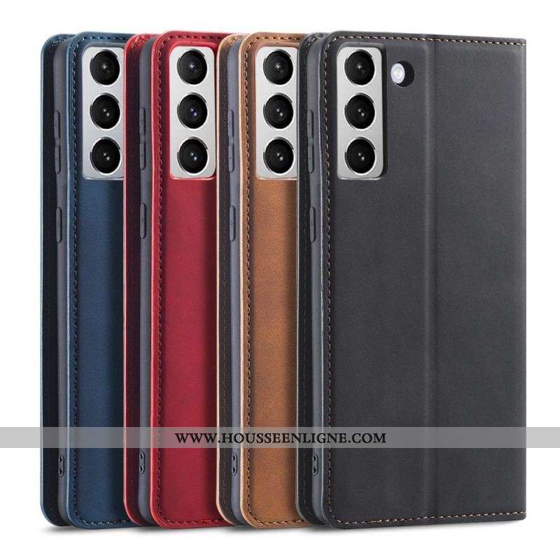 Flip Cover Samsung Galaxy S22 5G Effet Cuir FORWENW