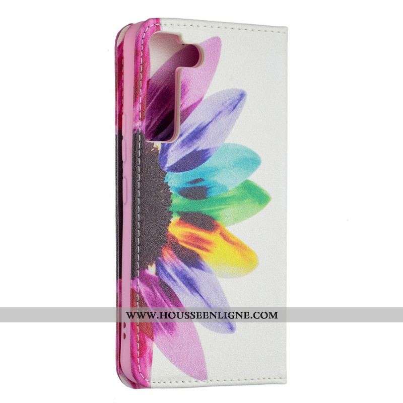 Flip Cover Samsung Galaxy S22 5G Fleur Aquarelle