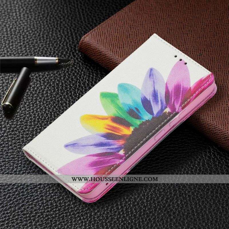 Flip Cover Samsung Galaxy S22 5G Fleur Aquarelle