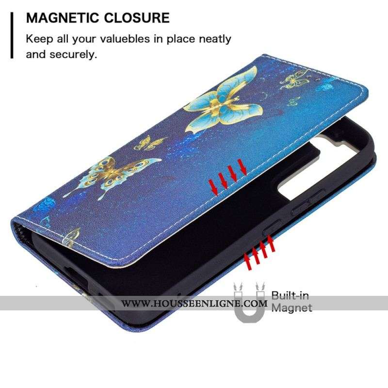 Flip Cover Samsung Galaxy S22 5G Papillons Colorés