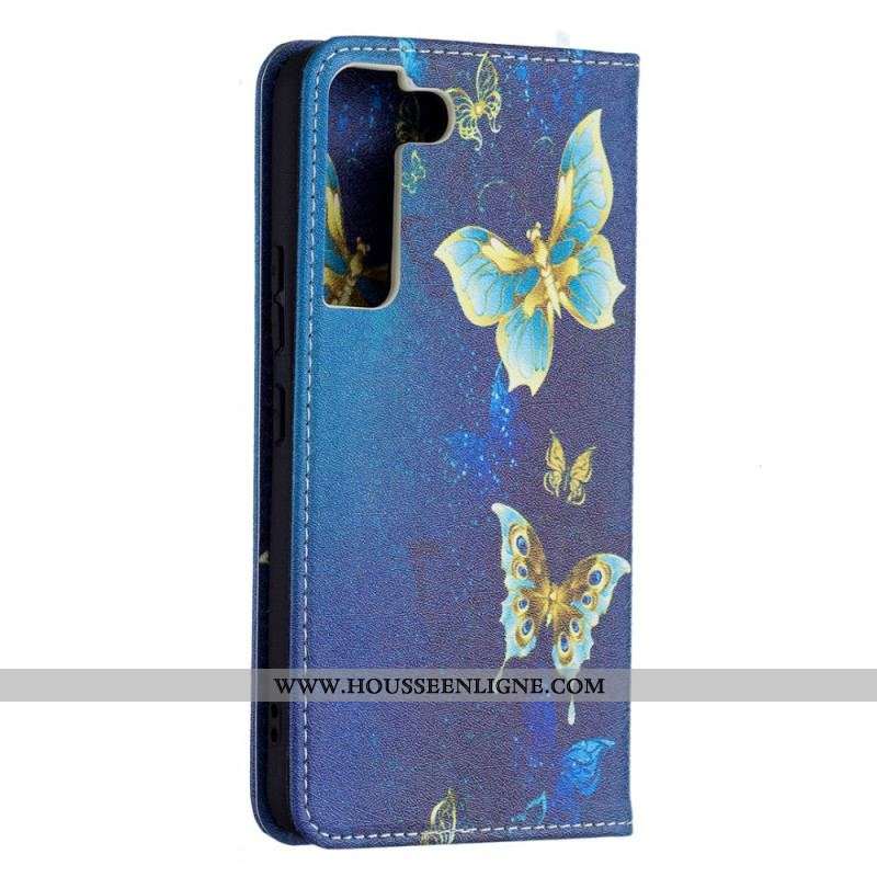 Flip Cover Samsung Galaxy S22 5G Papillons Colorés