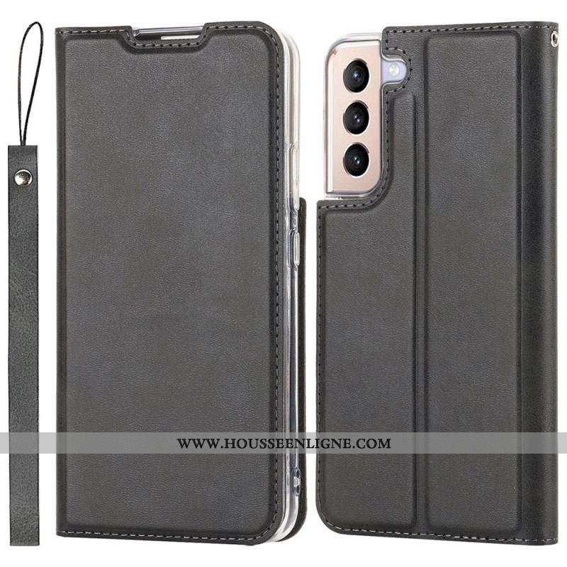 Flip Cover Samsung Galaxy S22 5G Simili Cuir Classe à Lanière