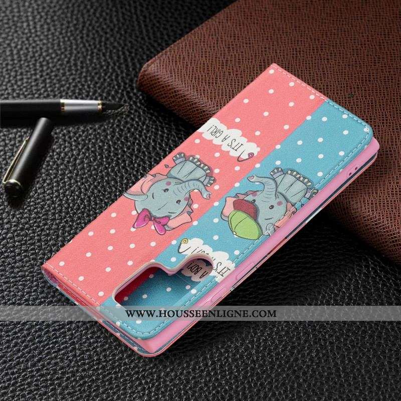 Flip Cover Samsung Galaxy S22 Ultra 5G Bébés Éléphants