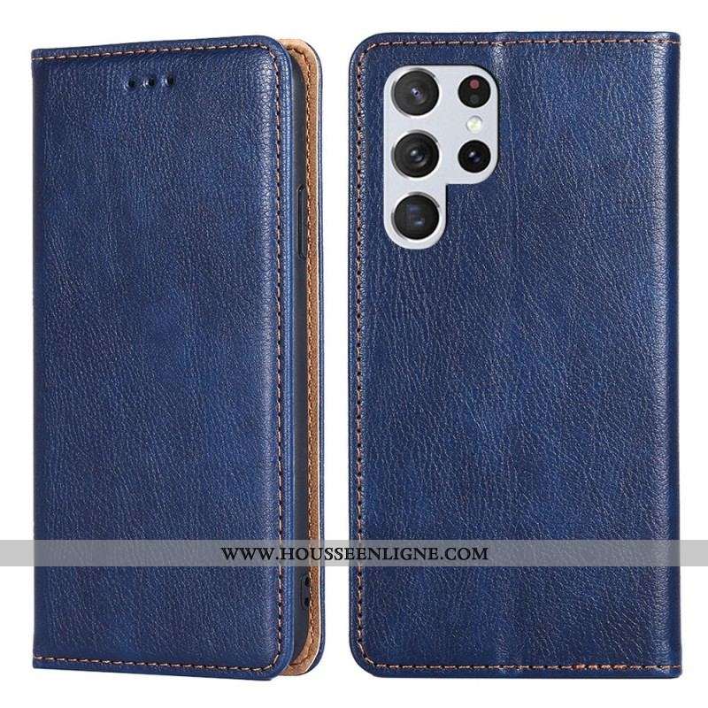 Flip Cover Samsung Galaxy S22 Ultra 5G Simili Cuir Coutures