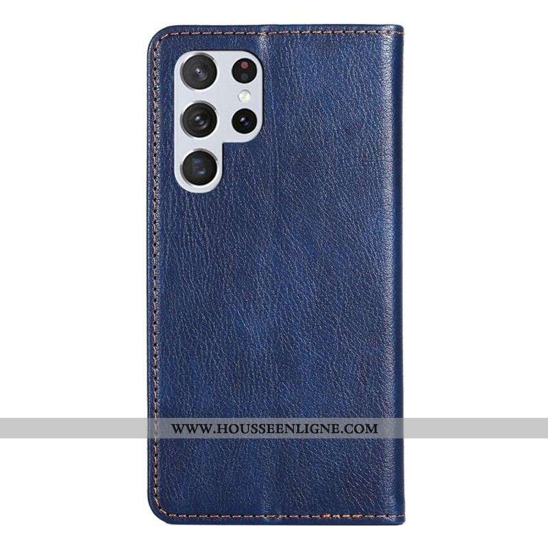 Flip Cover Samsung Galaxy S22 Ultra 5G Simili Cuir Coutures