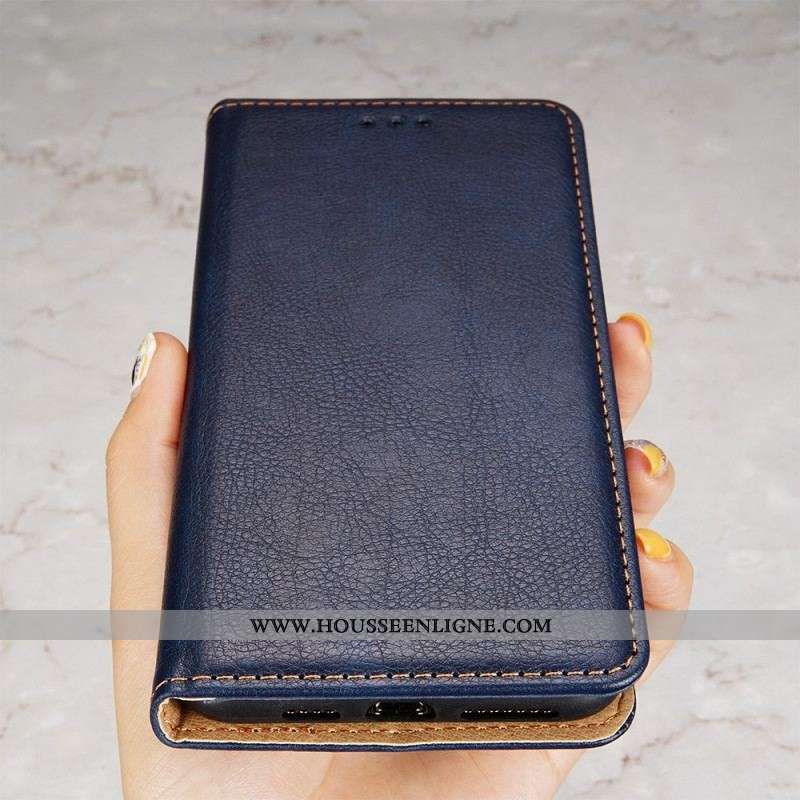 Flip Cover Samsung Galaxy S22 Ultra 5G Simili Cuir Coutures