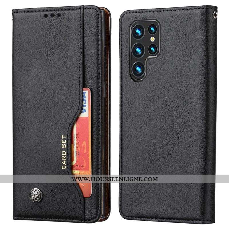 Flip Cover Samsung Galaxy S22 Ultra 5G Simili Cuir Porte-Cartes