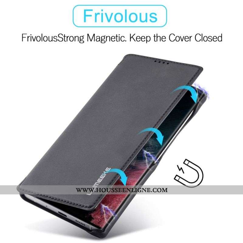 Flip Cover Samsung Galaxy S23 Ultra 5G Effet Cuir LC.IMEEKE Effet Cuir