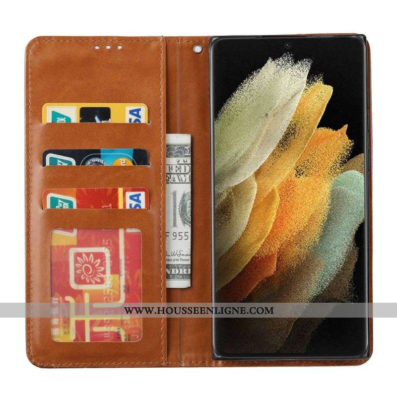 Flip Cover Samsung Galaxy S23 Ultra 5G Simili Cuir Porte-Cartes