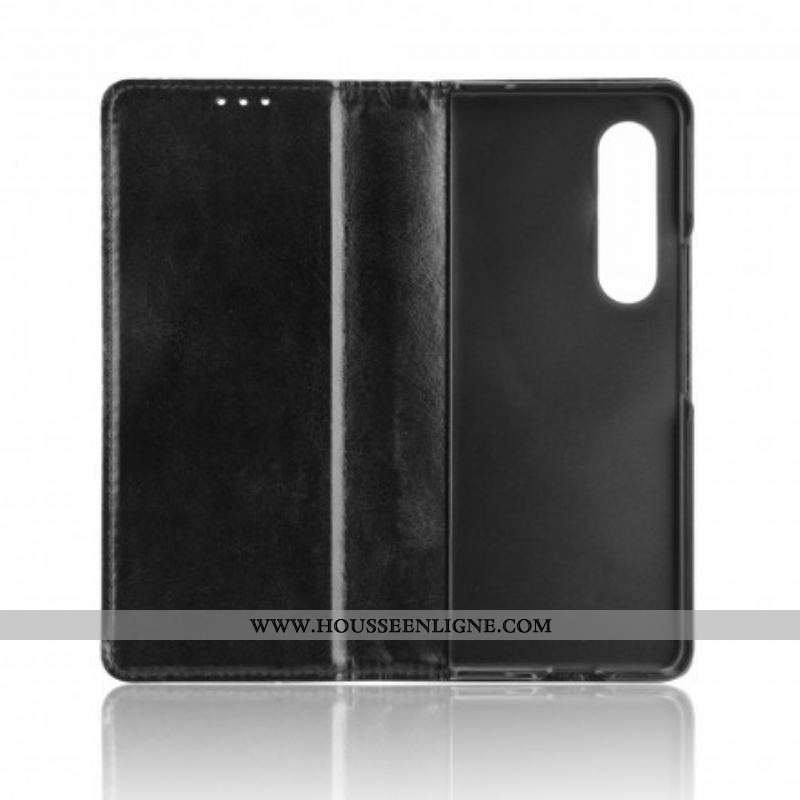 Flip Cover Samsung Galaxy Z Fold 3 5G Effet Cuir Stylisé