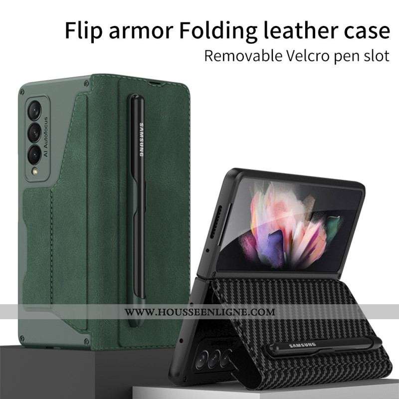 Flip Cover Samsung Galaxy Z Fold 3 5G Simili Cuir Porte-Stylet GKK