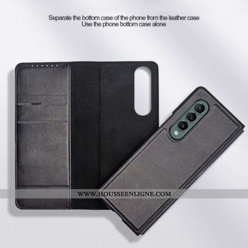 Flip Cover Samsung Galaxy Z Fold 3 5G Skin-Touch Cuir Fendu