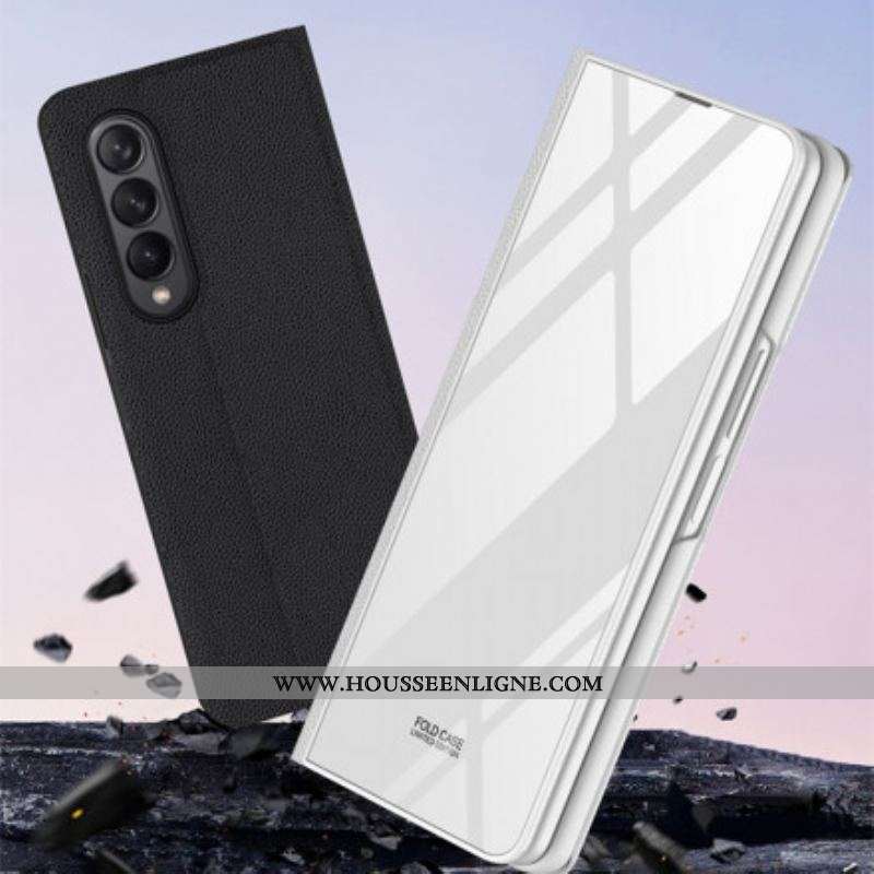 Flip Cover Samsung Galaxy Z Fold 3 5G Verre Trempé et Simili Cuir