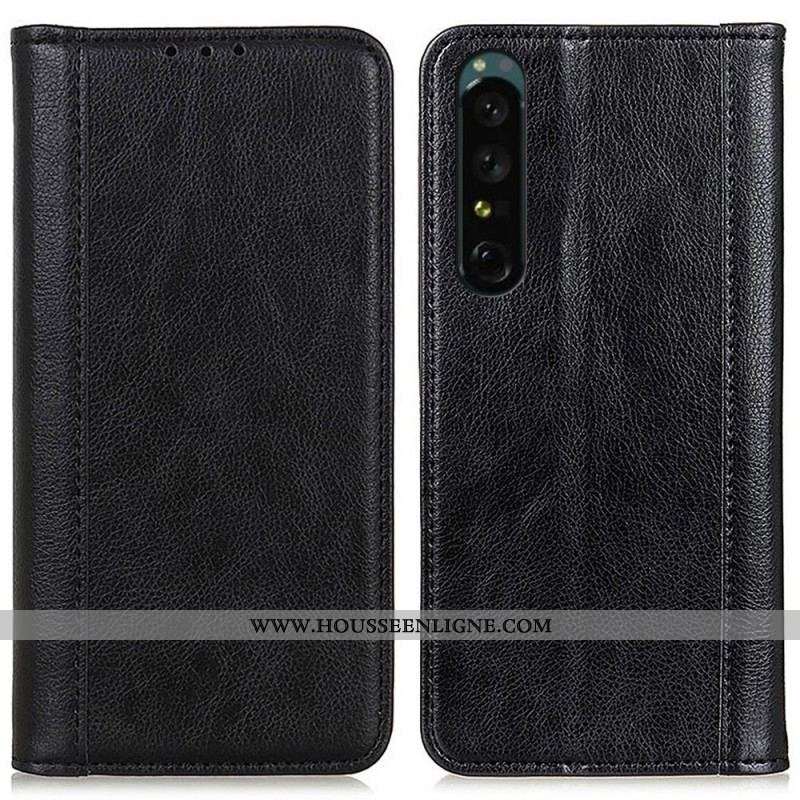 Flip Cover Sony Xperia 1 IV Cuir Fendu Classique