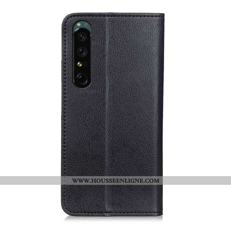 Flip Cover Sony Xperia 1 IV Cuir Fendu Litchi