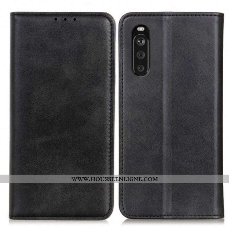 Flip Cover Sony Xperia 10 III Cuir Fendu Élégance