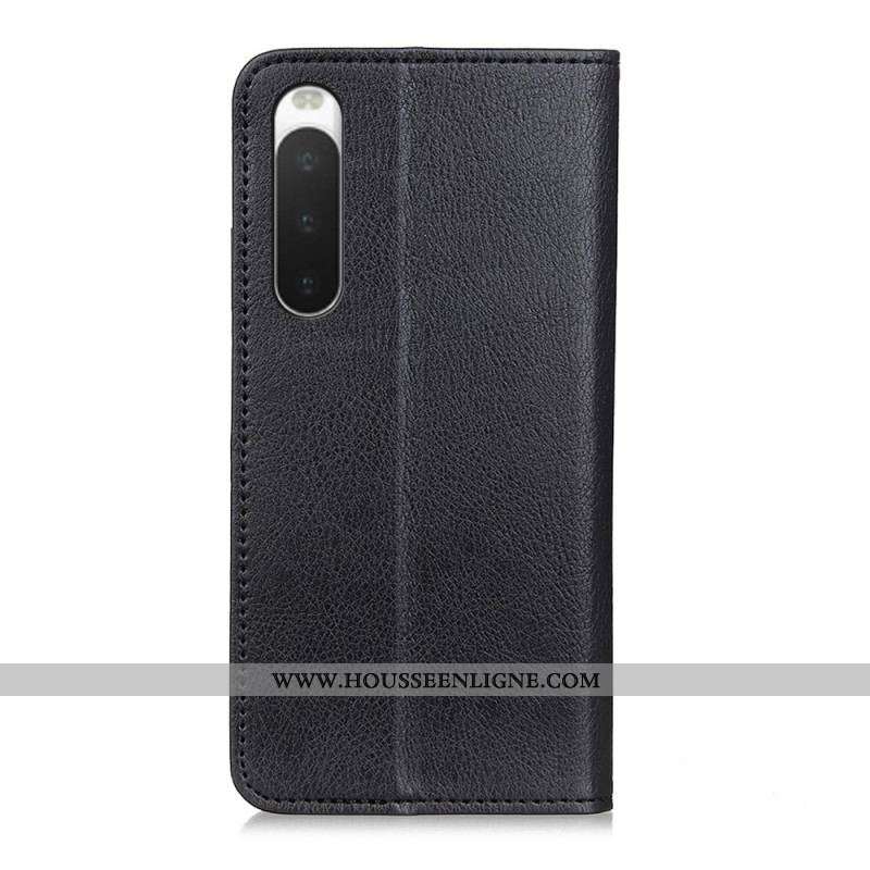 Flip Cover Sony Xperia 10 IV Cuir Fendu Litchi