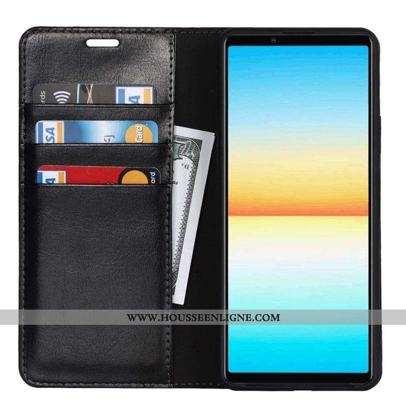 Flip Cover Sony Xperia 10 IV Cuir Véritable