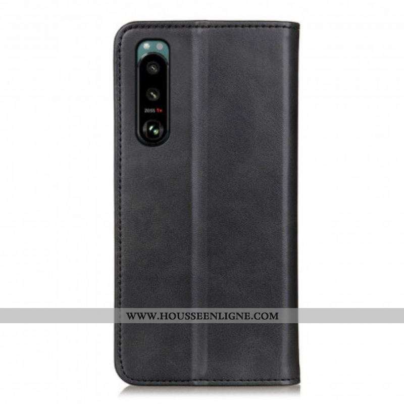 Flip Cover Sony Xperia 5 III Cuir Fendu Élégance