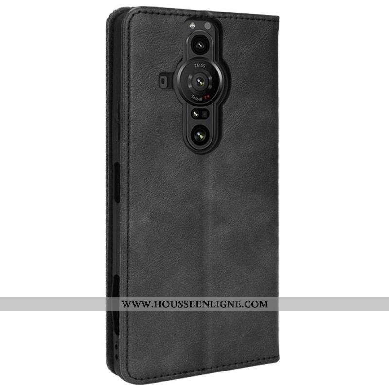 Flip Cover Sony Xperia Pro-I Effet Cuir Vintage Stylisé