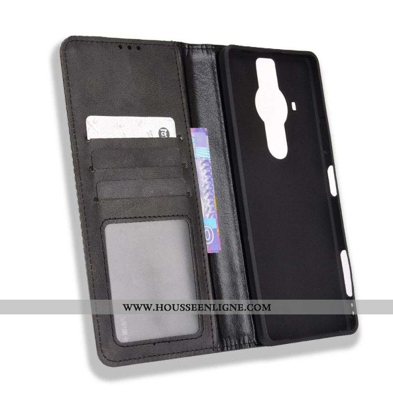 Flip Cover Sony Xperia Pro-I Effet Cuir Vintage Stylisé