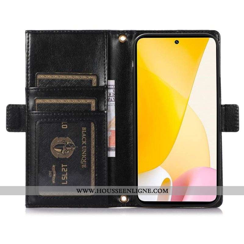 Flip Cover Xiaomi 12 Lite Pochette Frontale et Lanière