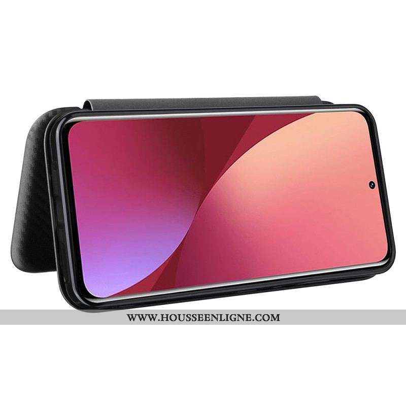 Flip Cover Xiaomi 12 Pro Silicone Carbone Coloré