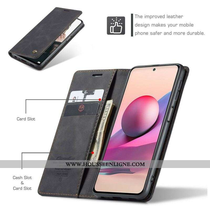 Flip Cover Xiaomi Redmi Note 10/10S/Poco M5s Effet Cuir CASEME