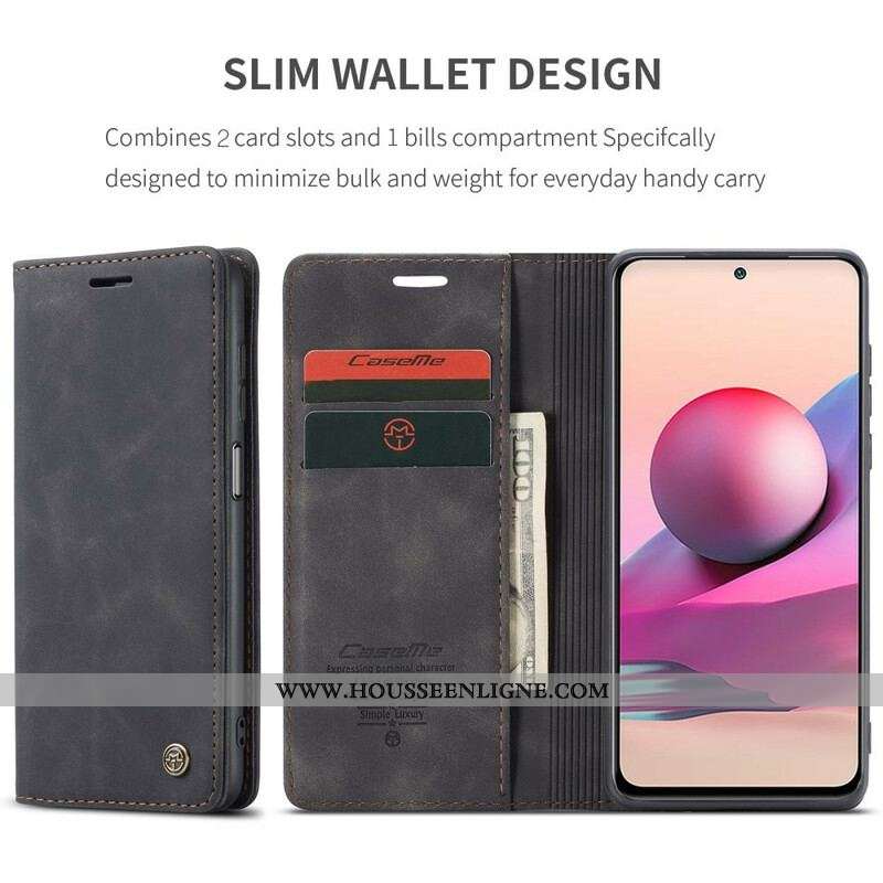 Flip Cover Xiaomi Redmi Note 10/10S/Poco M5s Effet Cuir CASEME