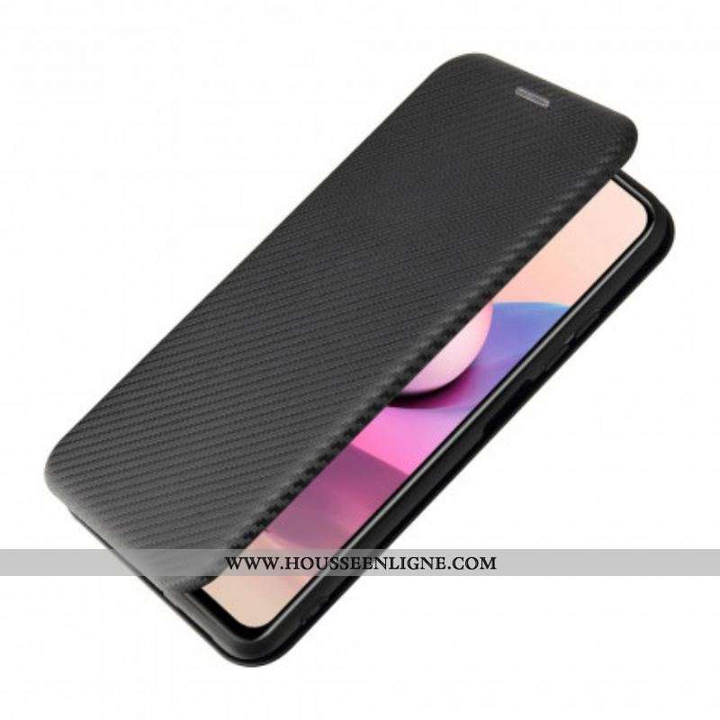 Flip Cover Xiaomi Redmi Note 10/10S/Poco M5s Fibre Carbone avec Anneau Support