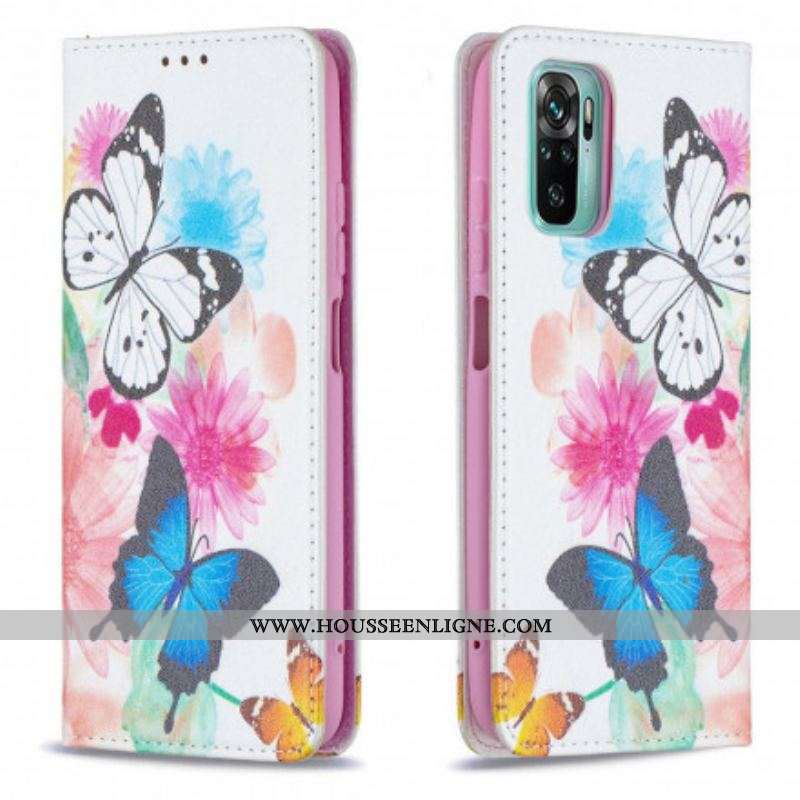 Flip Cover Xiaomi Redmi Note 10/10S/Poco M5s Papillons Colorés