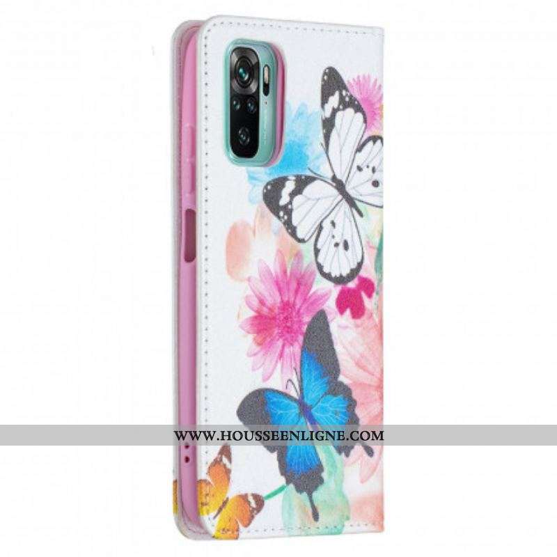 Flip Cover Xiaomi Redmi Note 10/10S/Poco M5s Papillons Colorés