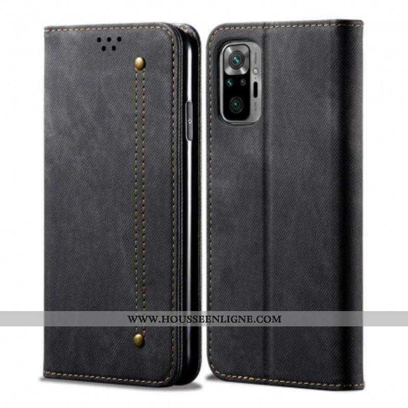 Flip Cover Xiaomi Redmi Note 10/10S/Poco M5s Tissu Jeans