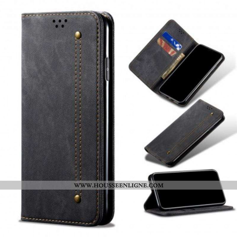 Flip Cover Xiaomi Redmi Note 10/10S/Poco M5s Tissu Jeans