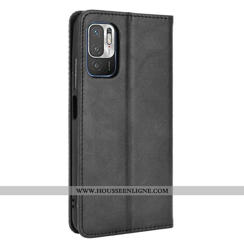 Flip Cover Xiaomi Redmi Note 10 5G / Poco M3 Pro 5G Effet Cuir Vintage Stylisé