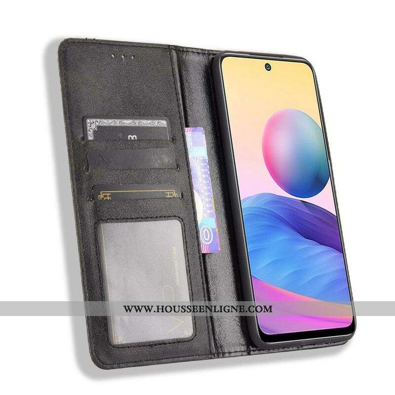 Flip Cover Xiaomi Redmi Note 10 5G / Poco M3 Pro 5G Effet Cuir Vintage Stylisé