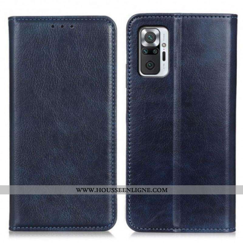 Flip Cover Xiaomi Redmi Note 10 Pro Cuir Fendu Litchi