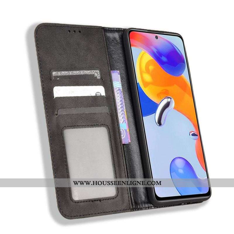 Flip Cover Xiaomi Redmi Note 11 Pro / Note 11 Pro 5G Effet Cuir Vintage Stylisé