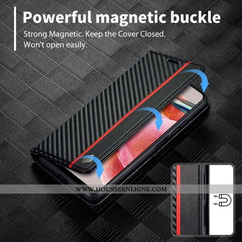 Flip Cover Xiaomi Redmi Note 12 4G Fibre Carbone LC.IMEEKE