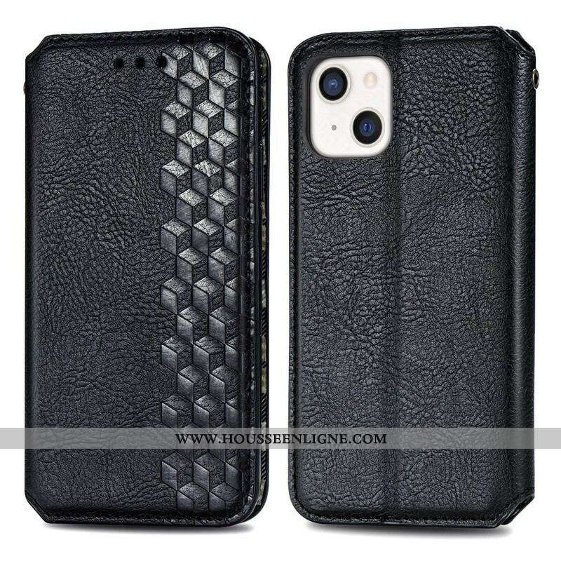 Flip Cover iPhone 13 Mini Effet Cuir Texture Diamant